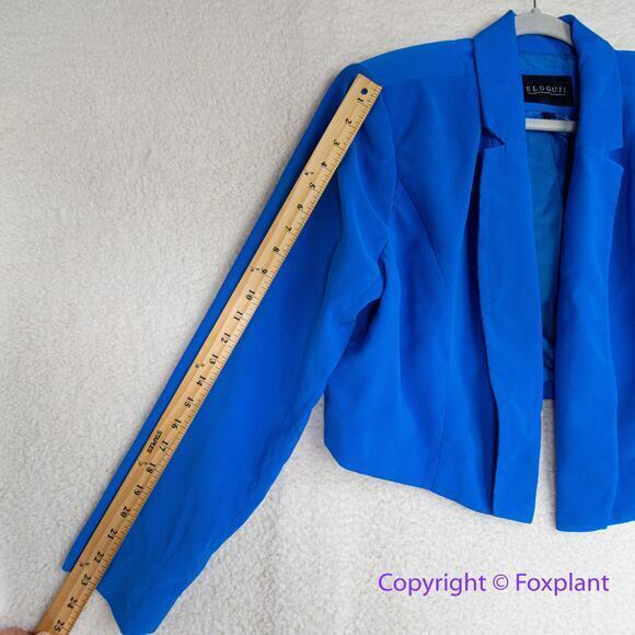 Eloquii Blue Crop Blazer, women plus size 16 - Picture 5 of 12